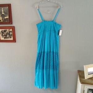 Nolita Cotton Boho Sundress Aqua Size L NWT